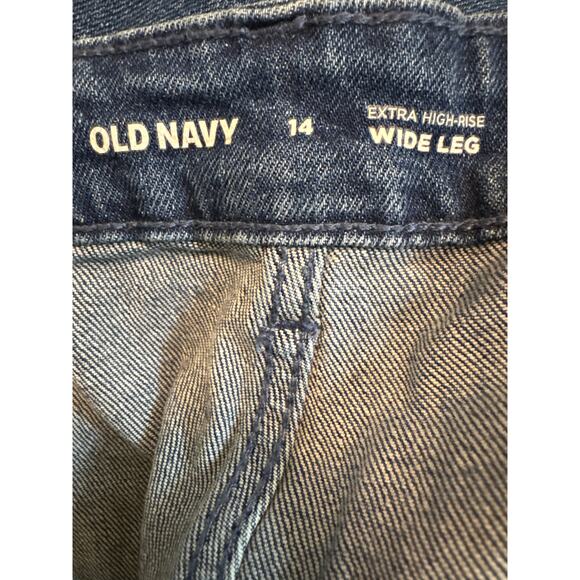 Old Navy Extra High Rise Blue Wash Stretch Wide Leg Jeans Size 14 - Picture 6 of 7